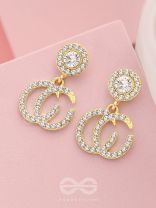 The Lunar Eclipse- Solitaire and Rhinestones Studded Golden Earrings