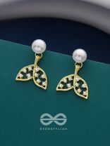  THE MERMAID TAIL- GOLDEN PEARL and Rhinestones EARRINGS