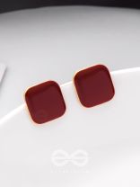 Call It Square - Maroon AND GOLDEN EARRINGS