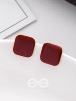 Call It Square - Maroon AND GOLDEN EARRINGS