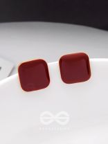 Call It Square - Maroon AND GOLDEN EARRINGS