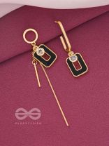 Bottom-Up- Black and Golden Earrings