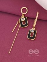 Bottom-Up- Black and Golden Earrings