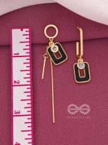 Bottom-Up- Black and Golden Earrings