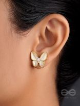 The Butterfly Effect- White and Golden Earrings