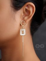 Bottom-Up- White and Golden Earrings