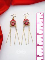 The Mystery Lady- Statement Golden Earrings (Rufous Red)