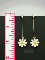 The Droopy Daisy- Golden Enameled Earrings