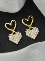Heart-to-Heart- Golden Rhinestones Earrings