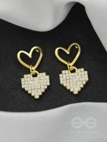 Heart-to-Heart- Golden Rhinestones Earrings