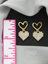 Heart-to-Heart- Golden Rhinestones Earrings