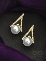 The Blossom Bud- Golden Rhinestones and Pearl Earrings