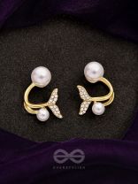 The Little Mermaid- Golden Rhinestones and Pearl Earrings
