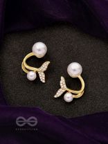 The Little Mermaid- Golden Rhinestones and Pearl Earrings