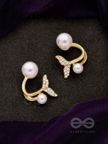 The Little Mermaid- Golden Rhinestones and Pearl Earrings