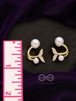 The Little Mermaid- Golden Rhinestones and Pearl Earrings