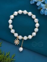 The Frosted Sun- Golden Pearl and Rhinestone Bracelet