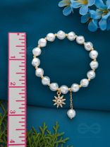 The Frosted Sun- Golden Pearl and Rhinestone Bracelet