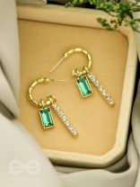 The Green Lantern- Golden Statement Rhinestones Earrings