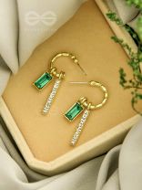 The Green Lantern- Golden Statement Rhinestones Earrings