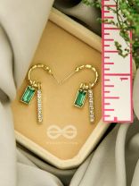 The Green Lantern- Golden Statement Rhinestones Earrings
