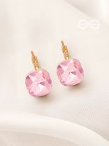 The Ice Cube- Crystal Golden Earrings (Lavender)