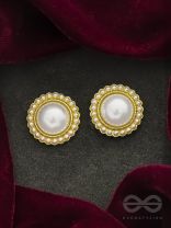 The Orb of Night- White and Golden Pearl Earrings