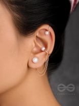 The Flipped Smile- Golden Pearl Ear Cuff (Single Ear)