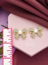 The Glassy Bowknots- Golden Rhinestones Earrings