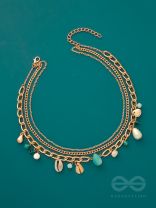 Beach'in- Multicolored Stones Studded Golden Neckpiece