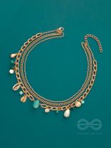 Beach'in- Multicolored Stones Studded Golden Neckpiece