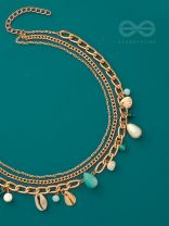 Beach'in- Multicolored Stones Studded Golden Neckpiece