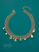 Beach'in- Multicolored Stones Studded Golden Neckpiece