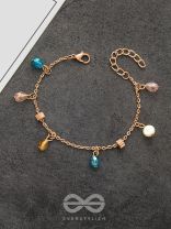 The Shimmering Sleet- Pearl and Crystals Studded Golden Bracelet