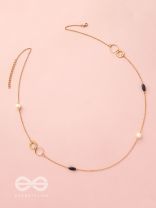 Yin and Yang- Pearl and Stone Studded Golden Necklace