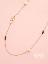 Yin and Yang- Pearl and Stone Studded Golden Necklace