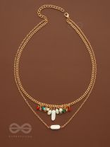 The Interstellar Charm- Pearls and Beads Studded Golden Necklace
