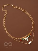 The Interstellar Charm- Pearls and Beads Studded Golden Necklace