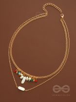 The Interstellar Charm- Pearls and Beads Studded Golden Necklace