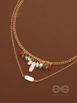 The Interstellar Charm- Pearls and Beads Studded Golden Necklace