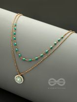 The Moonlit Sea- Beads Studded Embroidered layered Golden Necklace