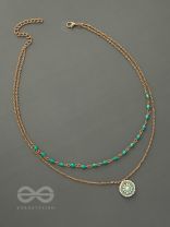 The Moonlit Sea- Beads Studded Embroidered layered Golden Necklace