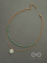 The Moonlit Sea- Beads Studded Embroidered layered Golden Necklace
