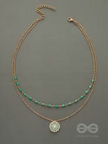 The Moonlit Sea- Beads Studded Embroidered layered Golden Necklace