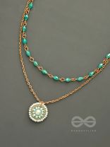 The Moonlit Sea- Beads Studded Embroidered layered Golden Necklace