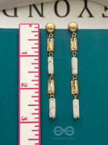 The Gleaming Snowfall- White Stone Studded Golden Earrings