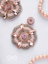 UTTMANSH- THE FASCINATING FLOWER- STONE AND BEADS EMBROIDERED EARRINGS (PALE PINK)