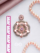 UTTMANSH- THE FASCINATING FLOWER- STONE AND BEADS EMBROIDERED EARRINGS (PALE PINK)