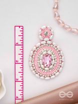  PRATIBIMB- THE RESPLENDENT REFLECTION- STONE, PEARLS AND SEQUINS EMBROIDERED EARRINGS (BLUSH PINK)