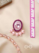  PANKEROOH- THE LOVELY LOTUS - PEARL AND STONE EMBROIDERED EARRINGS (BLUSH PINK & MAGENTA)